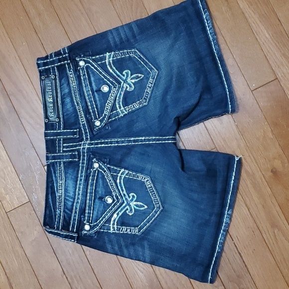 ROCK REVIVAL LUNA MID RISE STRETCHY DENIM SHORTS WEAR CUFFED OR DOWN - Picture 4 of 16